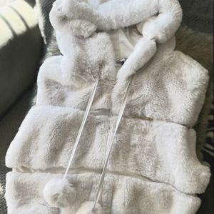 Womens L white fur vest Bebe